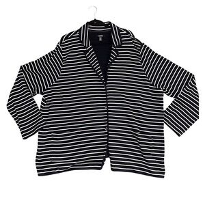 CHAPS Women's Navy White Stripe Long Sleeve Button Front Cardigan Sweater 3X